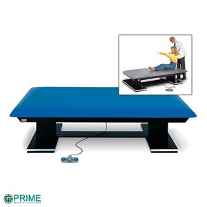 Hausmann DualLift Powermatic 700LB Bariatric Hi-Lo Rehab Mat Table – Flat Top, Blue Upholstery